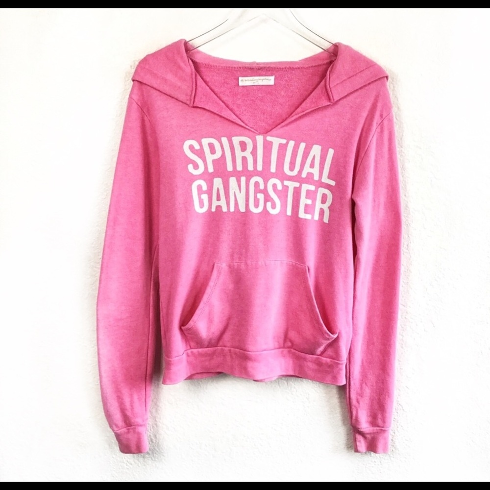 Spiritual Gangster Pink Hooded Sweatshirt Small